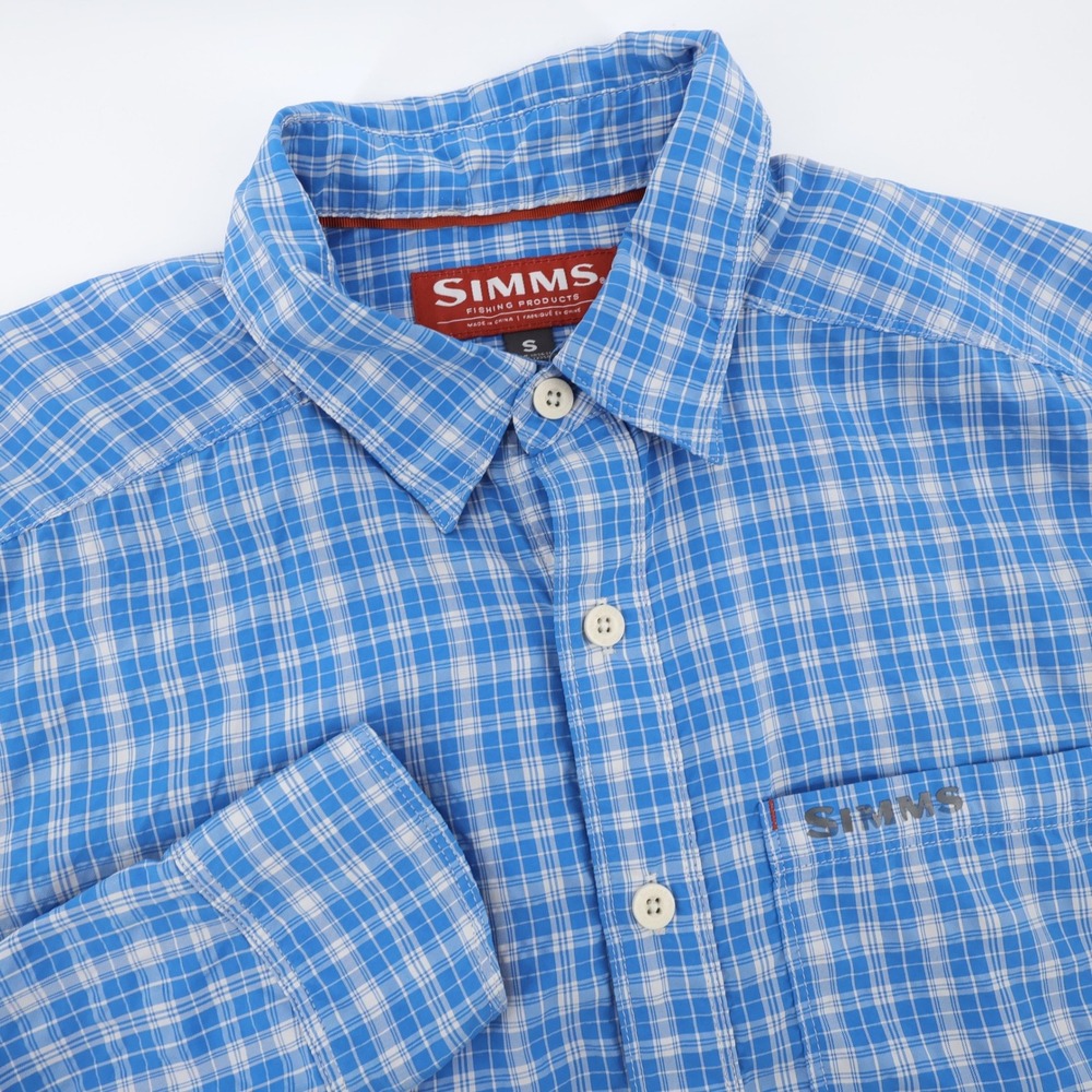 Simms Plaid Long Sleeve Fishing Shirt‎ Blue Mens S